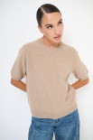 MAGLIA MEZZAMANICA MICROPAILLETTES LANA CACHEMIRE CAMMELLO