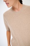 MAGLIA MEZZAMANICA MICROPAILLETTES LANA CACHEMIRE CAMMELLO