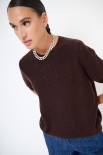 MAGLIA MEZZAMANICA MICROPAILLETTES LANA CACHEMIRE COFFEE