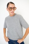 MAGLIA MEZZAMANICA MICROPAILLETTES LANA CACHEMIRE GRIGIO MEDIO