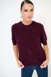 MAGLIA MEZZAMANICA MICROPAILLETTES LANA CACHEMIRE VINO