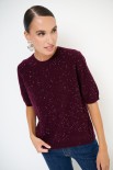MAGLIA MEZZAMANICA MICROPAILLETTES LANA CACHEMIRE VINO