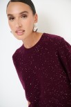 MAGLIA MEZZAMANICA MICROPAILLETTES LANA CACHEMIRE VINO