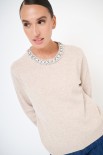 MAGLIA PARICOLLO STRASS LANA CACHEMIRE BEIGE