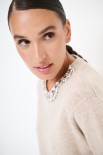 MAGLIA PARICOLLO STRASS LANA CACHEMIRE BEIGE