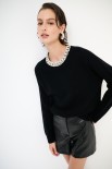 MAGLIA PARICOLLO STRASS LANA CACHEMIRE NERO