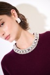 MAGLIA PARICOLLO STRASS LANA CACHEMIRE VINO