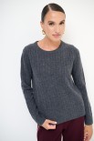 MAGLIA OVER TRECCIA+SPACCHI LANA CACHEMIRE GRIGIO ANTRACITE