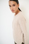 MAGLIA OVER TRECCIA+SPACCHI LANA CACHEMIRE BEIGE