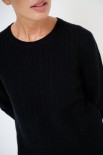 MAGLIA OVER TRECCIA+SPACCHI LANA CACHEMIRE NERO