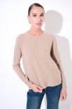 MAGLIA OVER TRECCIA+SPACCHI LANA CACHEMIRE CAMMELLO