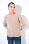 MAGLIA OVER TRECCIA+SPACCHI LANA CACHEMIRE CAMMELLO