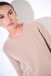 MAGLIA OVER TRECCIA+SPACCHI LANA CACHEMIRE CAMMELLO