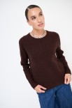MAGLIA OVER TRECCIA+SPACCHI LANA CACHEMIRE COFFEE