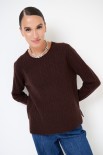 MAGLIA OVER TRECCIA+SPACCHI LANA CACHEMIRE COFFEE