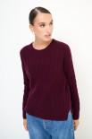 MAGLIA OVER TRECCIA+SPACCHI LANA CACHEMIRE VINO
