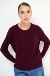 MAGLIA OVER TRECCIA+SPACCHI LANA CACHEMIRE VINO