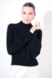 MAGLIA MEZZO COLLO A COSTE MICRO PAILLETTES NERO