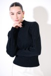 MAGLIA MEZZO COLLO A COSTE MICRO PAILLETTES NERO