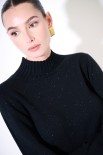 MAGLIA MEZZO COLLO A COSTE MICRO PAILLETTES NERO