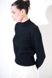 MAGLIA MEZZO COLLO A COSTE MICRO PAILLETTES NERO