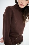 MAGLIA MEZZO COLLO A COSTE MICRO PAILLETTES COFFEE