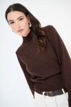 MAGLIA MEZZO COLLO A COSTE MICRO PAILLETTES COFFEE