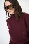 MAGLIA MEZZO COLLO A COSTE MICRO PAILLETTES VINO