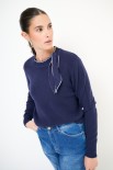 MAGLIA FIOCCO IMPUNTURE A CONTRASTO BLU