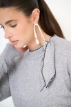 MAGLIA FIOCCO IMPUNTURE A CONTRASTO GRIGIO MEDIO