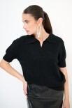 POLO MEZZA MANICA COSTINA NERO