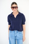 POLO MEZZA MANICA COSTINA BLU