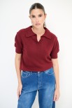 POLO MEZZA MANICA COSTINA BORDEAUX