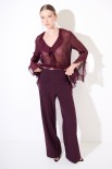 PANTALONE DRITTO CON TASCHE DIVERSE ELASTICO DT VINO