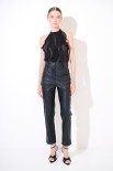 PANTALONE ECOPELLE CON TASCHE DAVANTI NERO