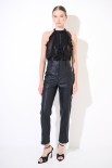 PANTALONE ECOPELLE CON TASCHE DAVANTI NERO