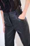 PANTALONE ECOPELLE CON TASCHE DAVANTI NERO