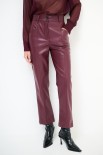 PANTALONE ECOPELLE CON TASCHE DAVANTI VINO