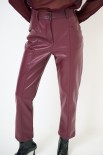 PANTALONE ECOPELLE CON TASCHE DAVANTI VINO
