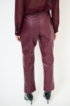 PANTALONE ECOPELLE CON TASCHE DAVANTI VINO