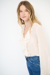 CAMICIA CON ROUCHES GARZA MISTO LANA BEIGE