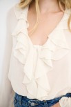 CAMICIA CON ROUCHES GARZA MISTO LANA BEIGE