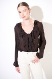 CAMICIA CON ROUCHES GARZA MISTO LANA MORO