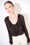 CAMICIA CON ROUCHES GARZA MISTO LANA MORO
