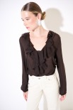 CAMICIA CON ROUCHES GARZA MISTO LANA MORO