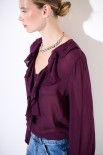CAMICIA CON ROUCHES GARZA MISTO LANA VINO