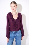 CAMICIA CON ROUCHES GARZA MISTO LANA VINO