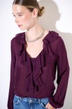 CAMICIA CON ROUCHES GARZA MISTO LANA VINO