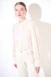 CAMICIA BASIC CON PIEGHE SPALLE GARZA MISTO LANA BEIGE