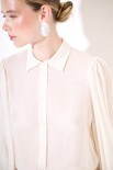 CAMICIA BASIC CON PIEGHE SPALLE GARZA MISTO LANA BEIGE
